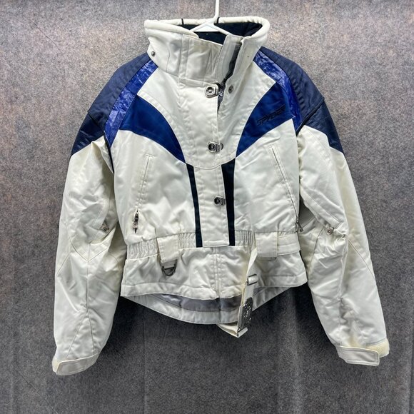 Spyder Ski Jacket Women 8 White Blue Colorblock Thinsulate Winter Snow Parka VTG - Picture 1 of 12